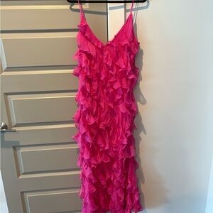 BHLDN/Anthropologie Pink Ruffled Gown